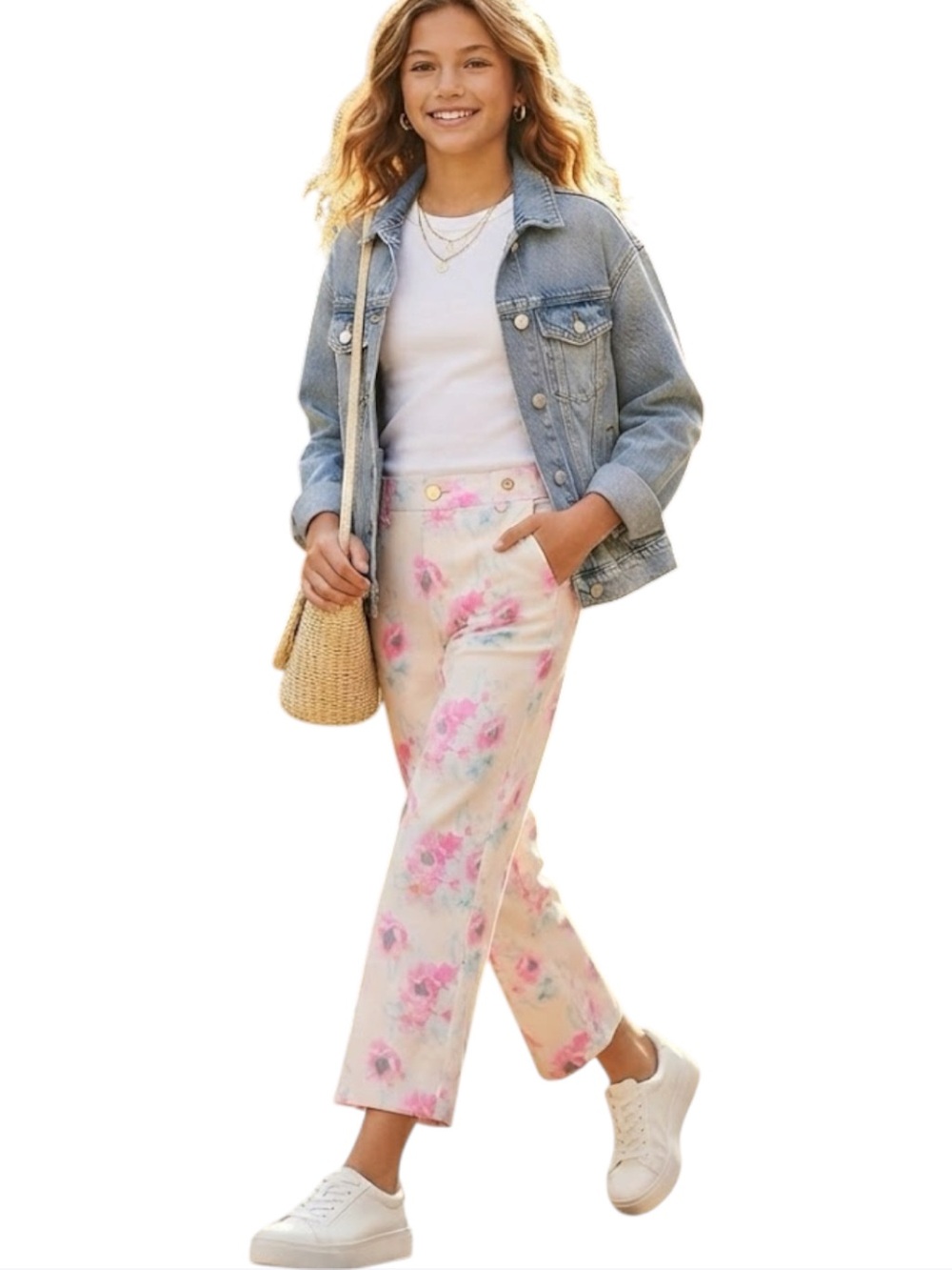 NAME IT Blush Pink Floral Drawstring Pants NWT Youth Girls Size 13Y